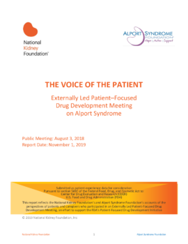 2019: Voice of the Patient Alport Syndrome FDA Meeting